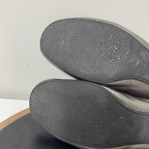 Coach Shoes Loafer Woman’s size 9.5 M Karly Leather Gold Buckle Heel Flats‎ - Picture 12 of 14